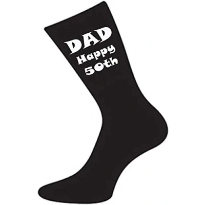 Image of Dad Happy 50th Black Mens Socks for Birthday Present
