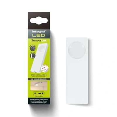 Image of Integral LED SensorLux Warm White Dimmable Door Sensor &amp; Motion Detection Cabinet, Cupboard Wardrobe Light with Magnetic Strip Solid Construction, Rechargeable 1000mAh Battery Easy to Install