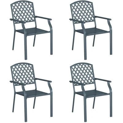 Image of vidaXL Garden Chairs 4 pcs Stackable Anthracite Steel