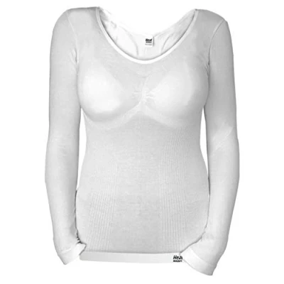 Image of HEAT HOLDERS Ladies Winter Warm Cotton Thermal Underwear Long Sleeve Top Vest (S/M (32 38&quot; Bust), White)