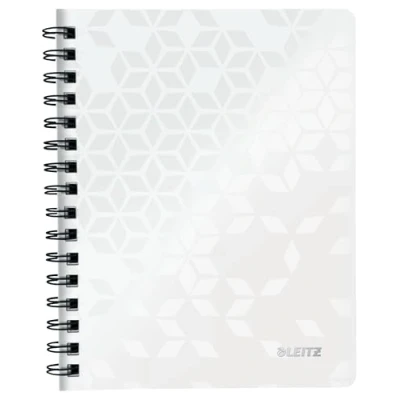 Image of Leitz A5 Flexible Cover Notebook, White Wire Bound, 80 Sheets, Ruled, 90 gsm Ivory Paper, Wow Range