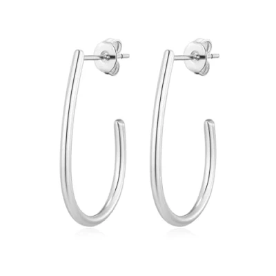 Image of Philip Jones Silver Plated Oval Hoop Earrings