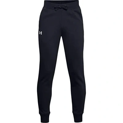 Image of Under Armour UNDKU Kids EU Cotton Fleece Jogger Trousers Black//White (002), YLG