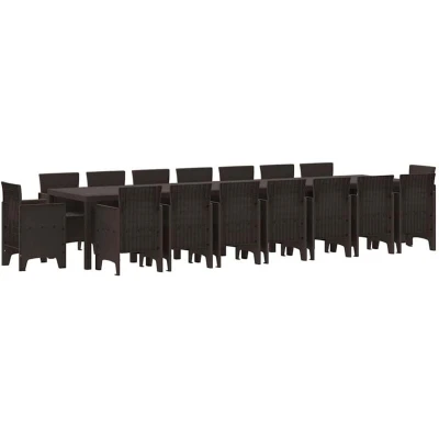 Image of vidaXL Garden Dining Set 17 pcs Brown Large Rattan