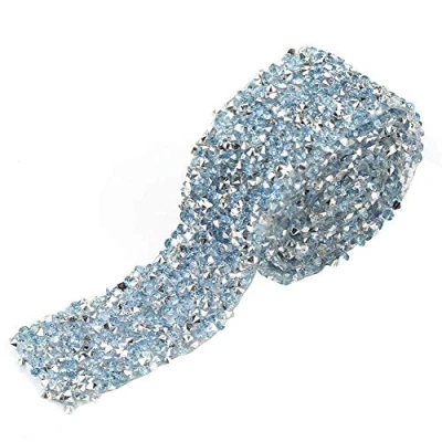 Image of Smandye Diamond Rhinestone Mesh Wrap Roll, 1yard Length 1.2inch Width, Light Blue (Rhinestone, Mesh, Wedding, Birthday, Baby Shower, Arts and Crafts Projects DIY Decor)