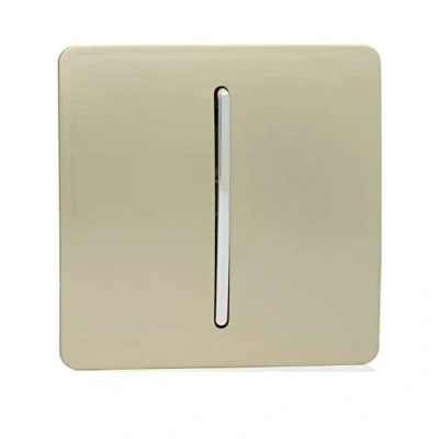 Image of Trendi 1 Gang Way Artistic Modern Glossy 10 Amp Rocker Tactile Light Switch Gold ART SS1GO