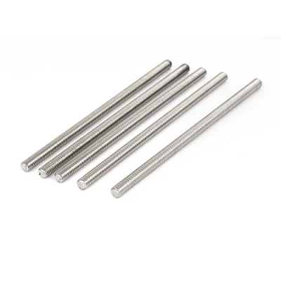 Image of Sourcingmap M6 x 130mm 304 Stainless Steel Fully Threaded Rod Bar Studs Silver Tone 5 Pcs