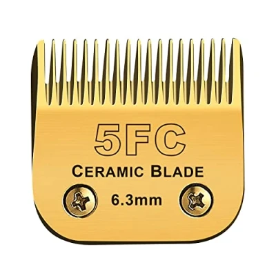 Image of 5FC Blade Dog Grooming Clippers Replacement Compatible with Andis Clipper/Most Oster A11/Wahl KM Series Pet (5FC: 1/4&quot; (6.3mm), Gold)