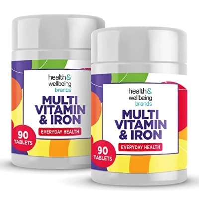 Image of Multivitamin &amp; Iron (180) 2 x 90 Easy to Swallow Tablets with Vitamins A,B,D,C,E and Minerals, One a Day, Support for Immune System,