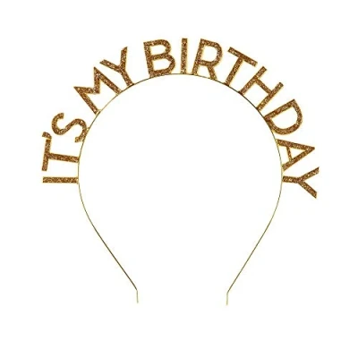 Image of Talking Tables Gold It&#039;s My Birthday Headband For Her or Him Party Headpiece Accessory Children Adults,