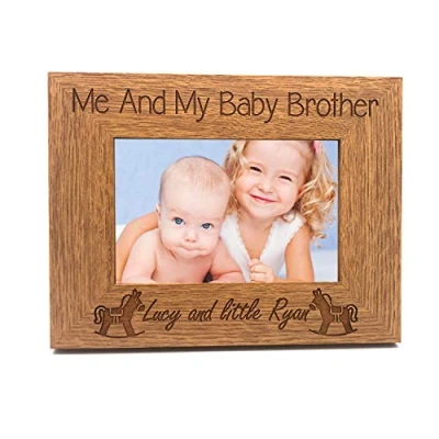 Image of ukgiftstoreonline Personalised Me and My Baby Brother Engraved Photo Frame (5 x 7 Inch)