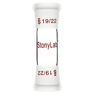 Image of stonylab Glass Straight Connecting Adapter, Borosilicate 30mm Between Two 19/22 Ground Outer Standard Taper Joints for Laboratory Lab Supply