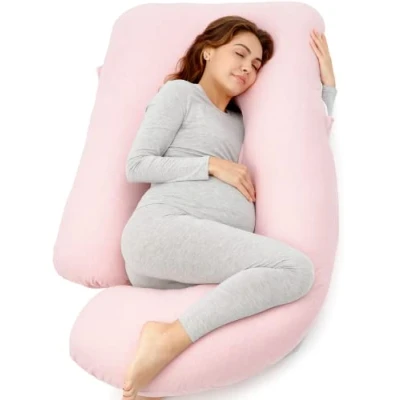 Image of momcozy Pregnancy Pillows for Sleeping, U Shaped Full Body Maternity Pillow Side Sleeping Support Back, Legs, Belly, HIPS, 57 Inch, Pink