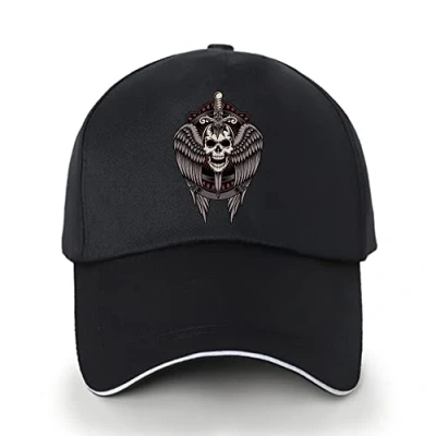 Image of FINDING CASE Men&#039;s Athletic Baseball Fitted Cap Plain for Men Classic 6 Panel Adjustable Sport Casual Sun Visor Hat (Skull 010)