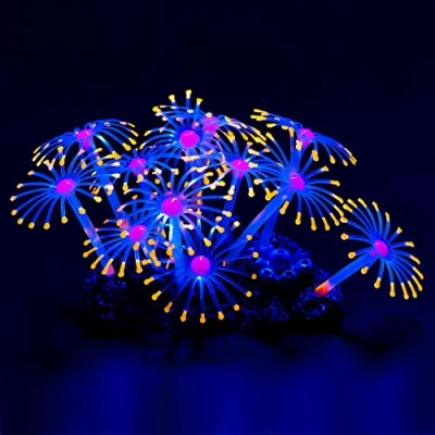 Image of Uniclife Glowing Effect Artificial Coral Plant Décor Ornament for Fish Tank Aquarium, Orange