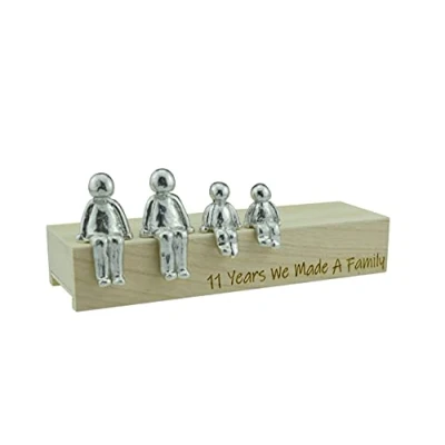 Image of Pirantin 11th Anniversary Idea 11 Years We Made A Family Metal Ornament Choose Your Combination Box &amp; Woodgrain May Vary(2 children)