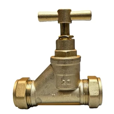Image of TC Brass Mains Stopcock Valve 20mm MDPE X Poly Stop Cock Tap