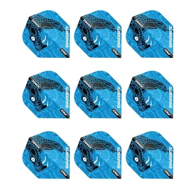 Image of RED DRAGON Snakebite Ionic Snake Head Blue Dart Flights 3 sets Per Pack (9 in total)
