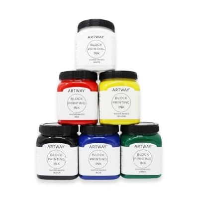 Image of Artway Premium Block Printing Ink 250ml Assorted Pack of 6 Colours Ideal for Relief, and Lino Printmaking