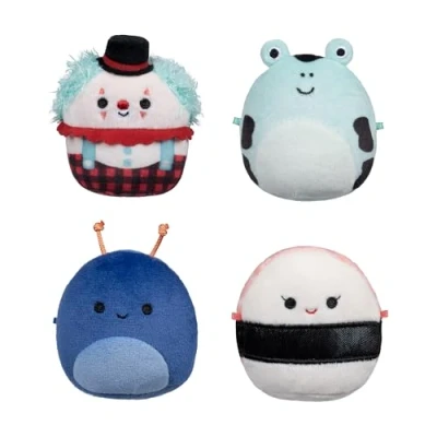 Image of Micromallows Squishmallows Plush 4 Pack Solenn Sushi, Preeti Slug, Ukee Clown and Dear Frog
