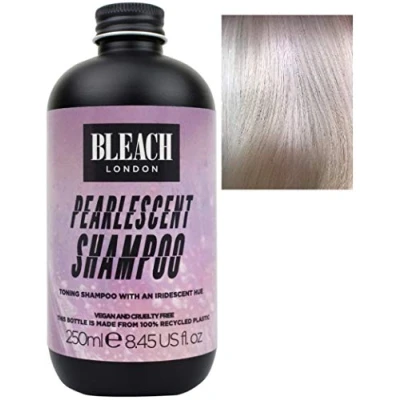 Image of Bleach London Pearlescent Shampoo Vegan &amp; PETA Approved, Iridescent Purple Toning Shampoo, for Blonde Hair, Colour Depositing, Fights Brassiness, achieve a bright Paraben Free (250 ml)