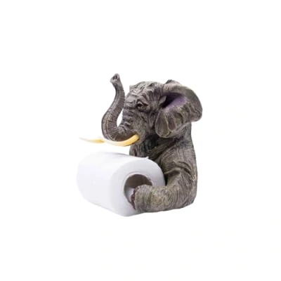 Image of Homezone® Large Elephant Toilet Paper Roll Holder Wall Mountable Tissue Dispenser Bathroom Decor Black Free Standing Animal Design