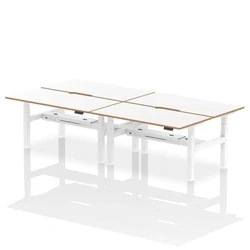 Image of Air B2B Oslo 1600x800 Adjustable 4P Bench Desk Wood Edge White/White