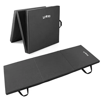Image of Lions Gymnastic Mat 50MM Thick Tri Folding Yoga Exercise Gym Play Fitness Floor Matt 180x60cm (Black)