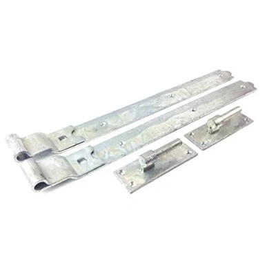 Image of Wyre Direct Door Hinges, Hinges for Wood &amp; External Use, Galvanised Heavy Duty Hook and Band Stable Gate Hinge Cranked 600mm 24&quot; Pair