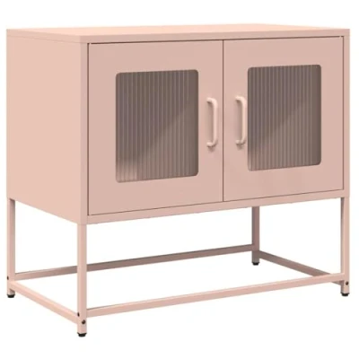 Image of vidaXL TV Cabinet/Media Unit Pink Cold Rolled Steel, 100.5x39x60.5cm, Modern Steel Console for Living Bedroom