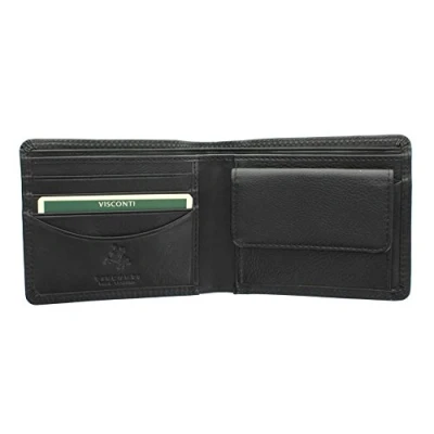 Image of VISCONTI Heritage Collection Bi Fold Stamford Leather Wallet RFID Blocking HT7 Black