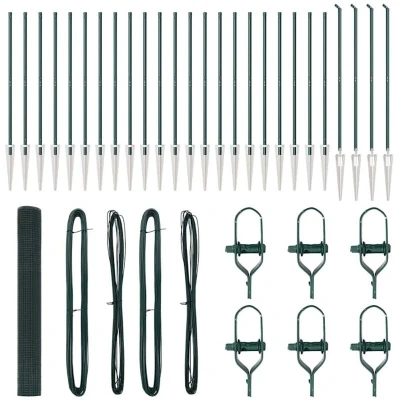 Image of vidaXL Welded Wire Fence with 13 Spike Posts Green 1.2x50 m Steel