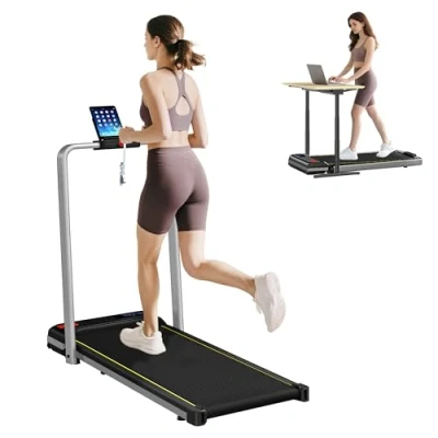 Image of SPORTNOW Folding Treadmill Under Desk Walking Pad with 4% Incline, Silver