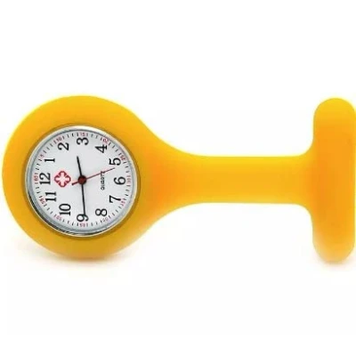 Image of Beauty + Nurse Watch Brooch Silicone with Clip Pocket Fob Hanging for Doctor (Yellow)