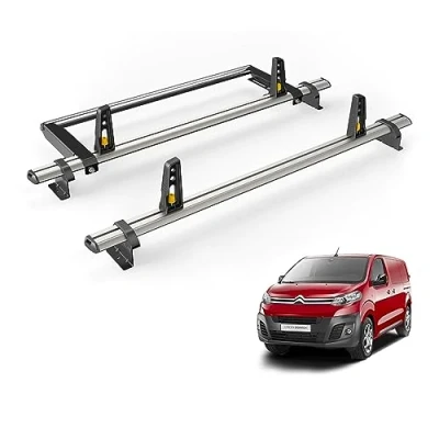Image of Van Guard Roof Rack for Citroen Dispatch (2016+) 2 Bars + Rear Ladder Roller [Only Suitable &#039;XL&#039; Wheelbase Models with Twin Doors] Ulti Bar VG333 2/VGR 09