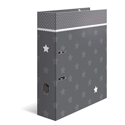 Image of HERMA Lever Arch File Stars with Grey Borders Motif, A4, 70 mm Spine, Inner Print, 1 Folder