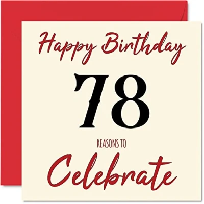 Image of Fun 78th Birthday Cards for Men Woman Reasons To Happy Card Dad Mum Great Grandad Grandpa Nanny Grandma Gran Uncle Auntie, 145mm x Greeting Cards,