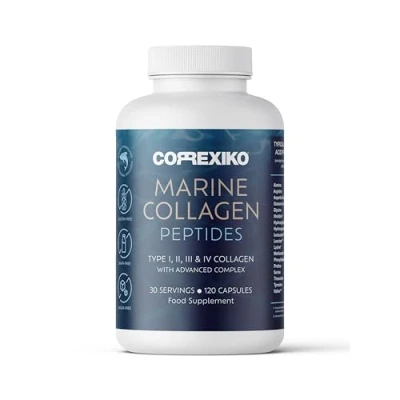 Image of CORREXIKO Marine Collagen Supplement Tablets 2000mg Hydrolysed Peptides per Serving with Added Hyaluronic Acid, Vitamin C &amp; Minerals for Hair, Skin Nails 120 Capsules 30 Day Supply