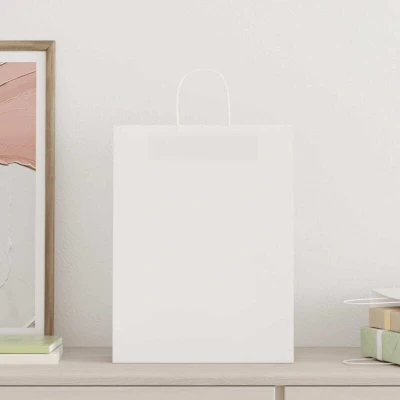 Image of vidaXL Paper Bags 50 pcs with Handles White 32x12x42 cm