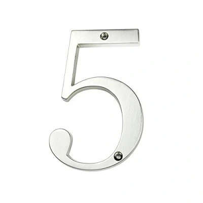 Image of HASWARE House Number Sign 4 inch (10 cm) Modern Door Numbers Signage Plaque Street Home Address Numerals Zinc Alloy (5, Silver)