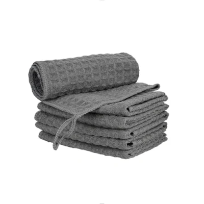 Image of watchget Barista Micro Cloth 6 Pack, Microfiber Cleaning Towels Waffle Weave Kitchen Dish Coffee Bar Towel Machine Cloth, Dark Grey(12&quot;x12&quot;)