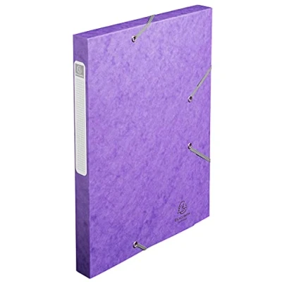 Image of Exacompta Ref 18515H Cartobox Pressboard Filing Box 25 x 33cm, Suitable for A4+ Documents, Elastic Straps on 2 Corners, 25mm Spine, FSC Certified Purple