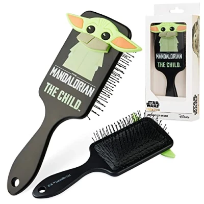 Image of Disney Stitch Detangle Hair Brush for Women Teenagers Girls Minnie Mouse Baby Yoda Paddle Gifts (Black Yoda)