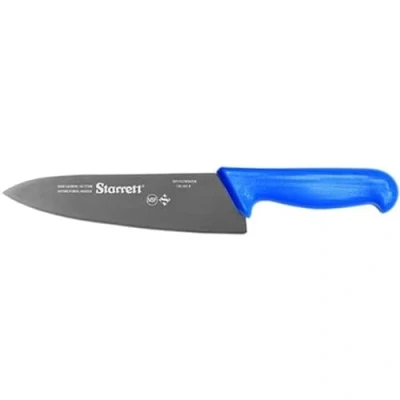 Image of Starrett Professional Chefs Knife BKL301 8 Wide Triangular 8&quot; (200mm) Ultra Sharp Kitchen with Long Lasting Blade Blue Handle Stainless Steel Chopping Cooking (DV86206)