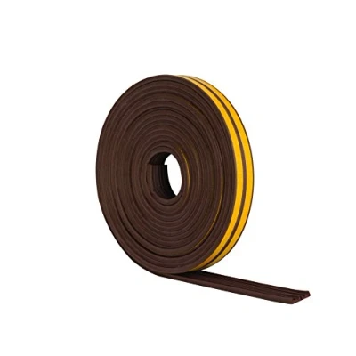 Image of STORMGUARD Brown 05SR033010MB 10m EPDM &#039;E&#039; Profile Self Adeshive Rubber Draught Excluder, L 10 Metres W 9mm H 3mm