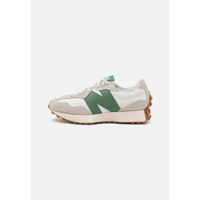 Image of New Balance 327 Unisex Trainers, Size: 3.5, Light grey/oliv Leather and textile