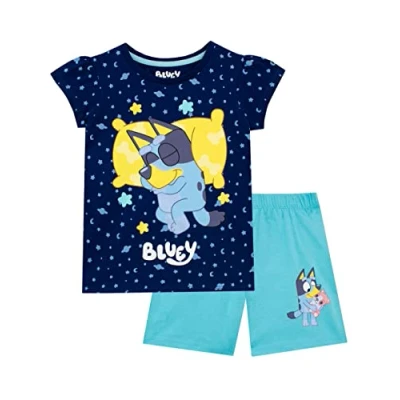 Image of Bluey Girls Short Pyjamas Blue 3 4 Years