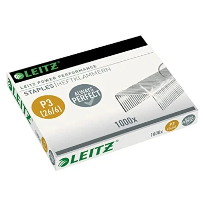 Image of Leitz 55720000 P3 Power Performance 26/6 Staples, Strong Steel, Length 6 mm, 1000 Staples Up to 30 Sheet Capacity