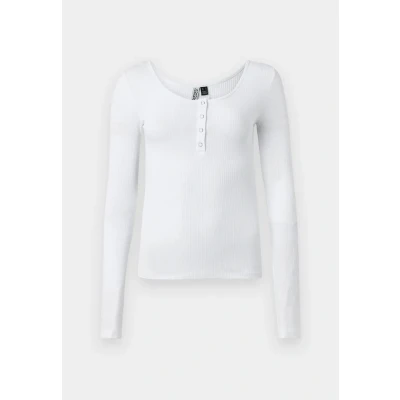 Image of Pieces Women&#039;s Pckitte Noos B C Long Sleeve Top, White (Bright Bright White), S UK