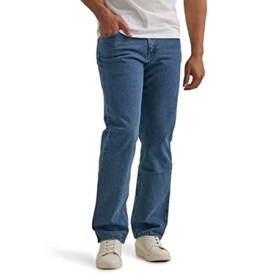 Image of Wrangler Authentics Men&#039;s Classic 5 Pocket Relaxed Fit Jean, Dark Stonewash Flex, 42W x 29L